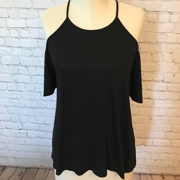 La Vie 89 Tops - Black Cold Shoulder Top